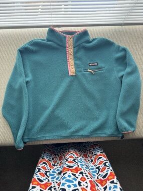 Columbia women Teal Snap-Front Fleece Pullover
